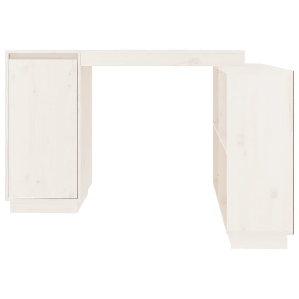 vidaXL Rašomasis stalas, baltas, 110x50x75cm, pušies medienos masyvas