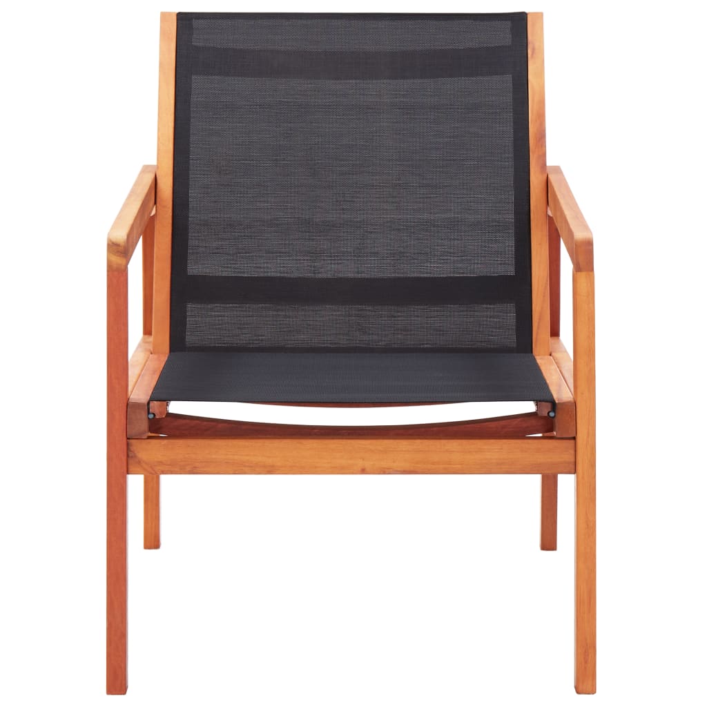 vidaXL Sodo poilsio kėdė, juoda, eukalipto masyvas ir tekstilenas
