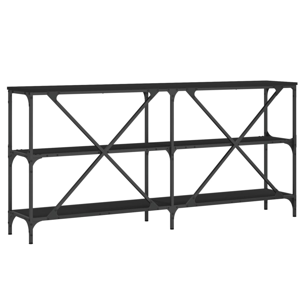 vidaXL Konsolinis staliukas, juodas, 160x30x75cm, mediena ir geležis