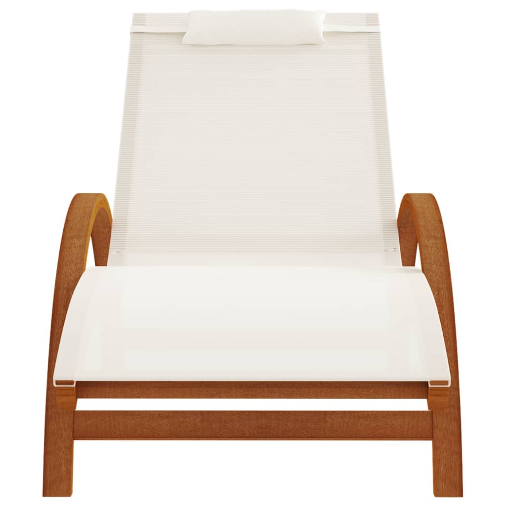 vidaXL Saulės gultas su pagalve, baltas, tekstilenas ir tuopos masyvas