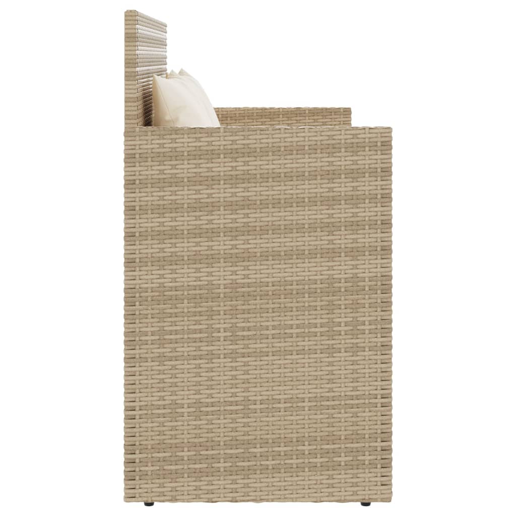 vidaXL Sodo suoliukas su pagalvėlėmis, smėlio spalvos, poliratanas