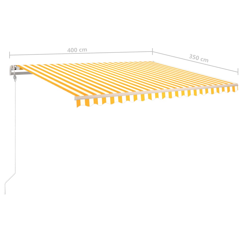 vidaXL Rankiniu būdu ištraukiama markizė su LED, geltona/balta, 4x3,5m