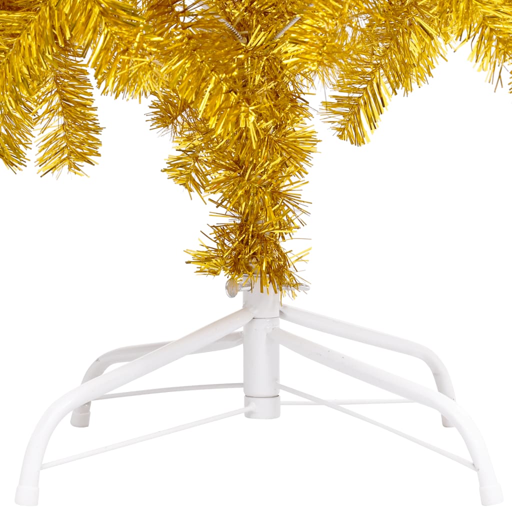 vidaXL Dirbtinė apšviesta Kalėdų eglutė su stovu, auksinė, 120cm, PET