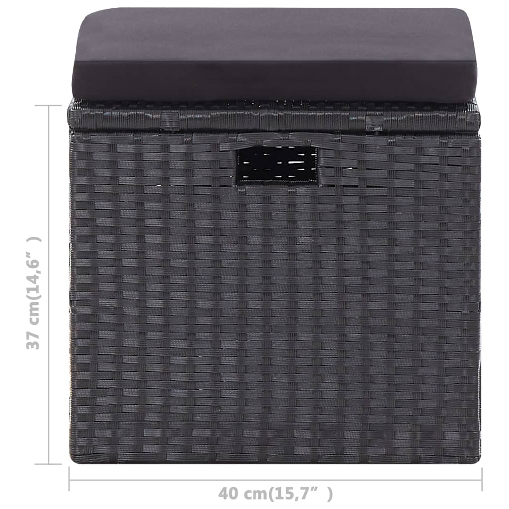 vidaXL Poilsio komplektas su pagalvėmis, 6 dalių, juodas, poliratanas