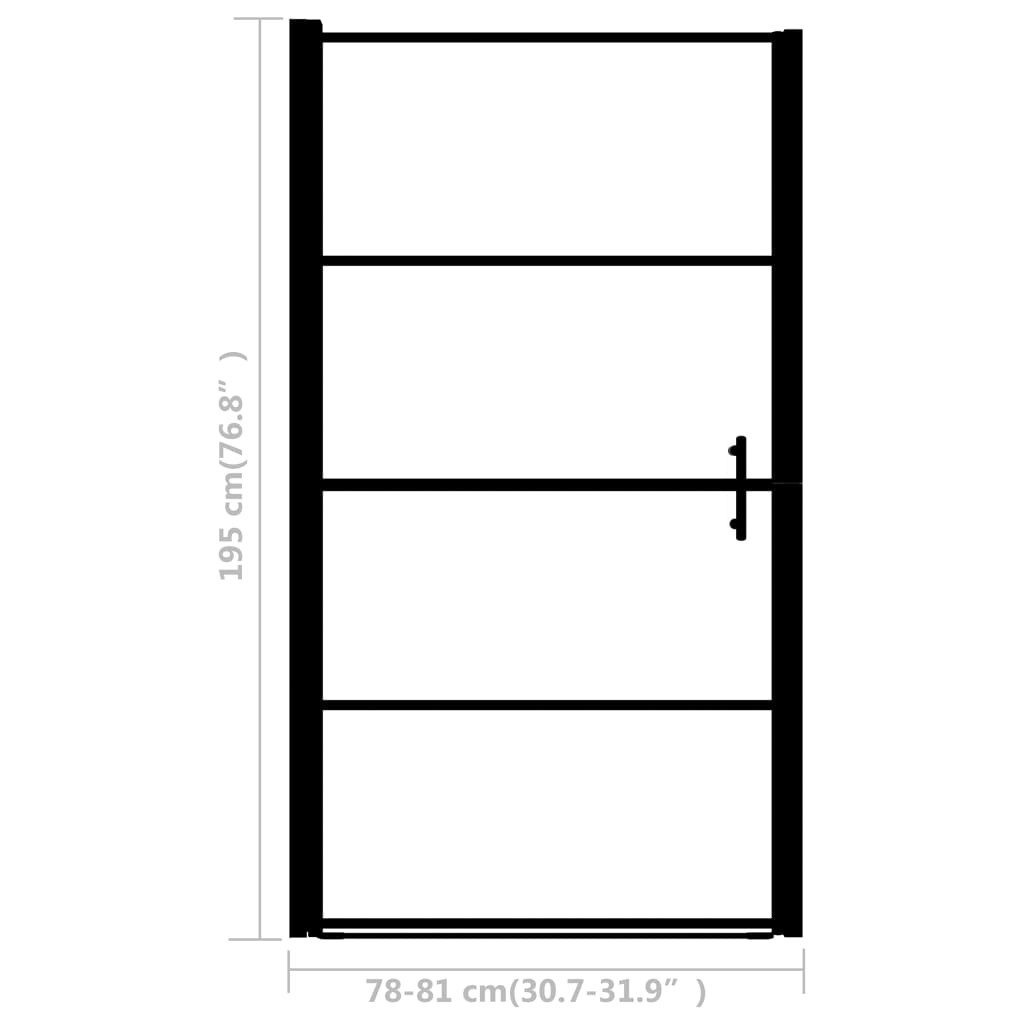 vidaXL Dušo durys, juodos, 81x195cm, grūdintas stiklas, matinės