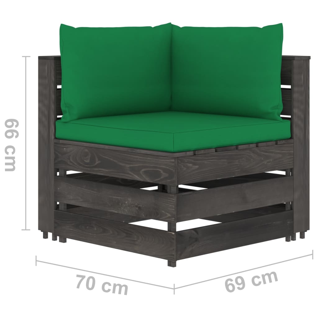 vidaXL Sodo komplektas su pagalvėlėmis, 4 dalių, impregnuota mediena