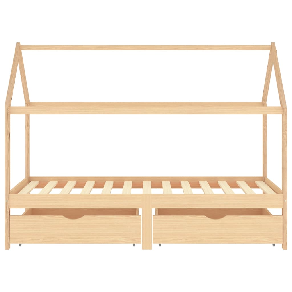 vidaXL Vaikiškos lovos rėmas su stalčiais, 90x200cm, pušies masyvas