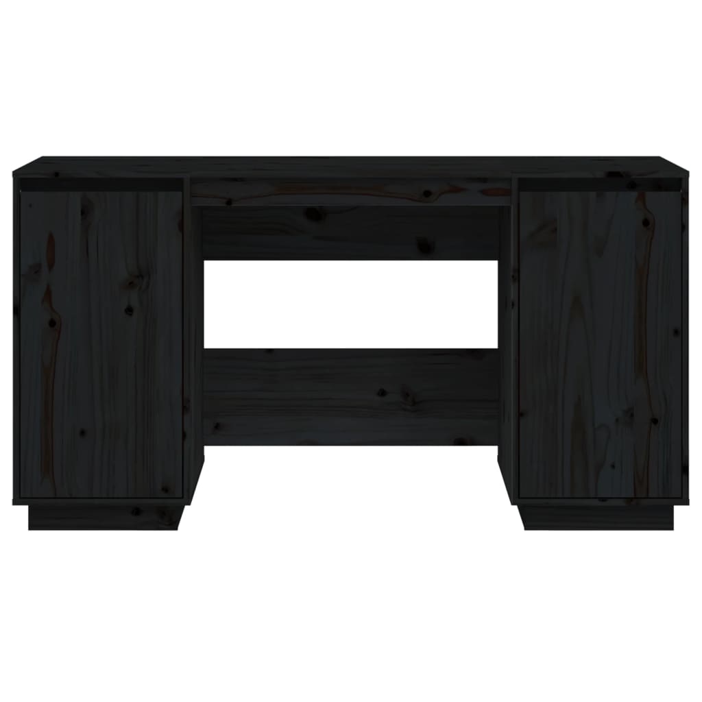 vidaXL Rašomasis stalas, juodas, 140x50x75cm, pušies medienos masyvas