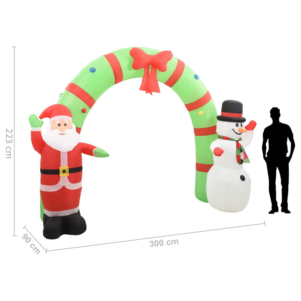 vidaXL Pripučiama arka su Kalėdų Seneliu ir sniego seniu, LED, 223cm