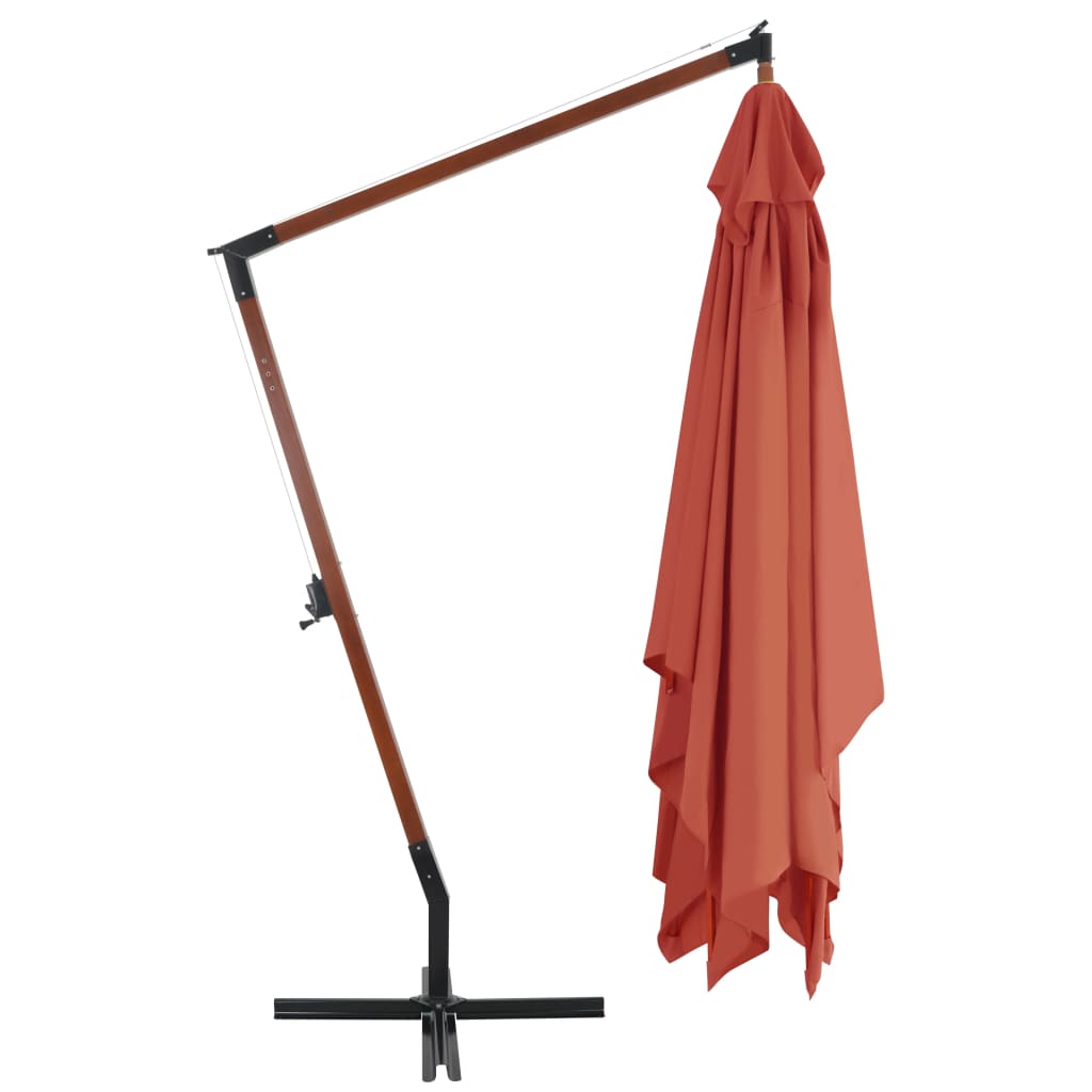 vidaXL Gembinis skėtis su mediniu stulpu, terakota spalvos, 400x300cm