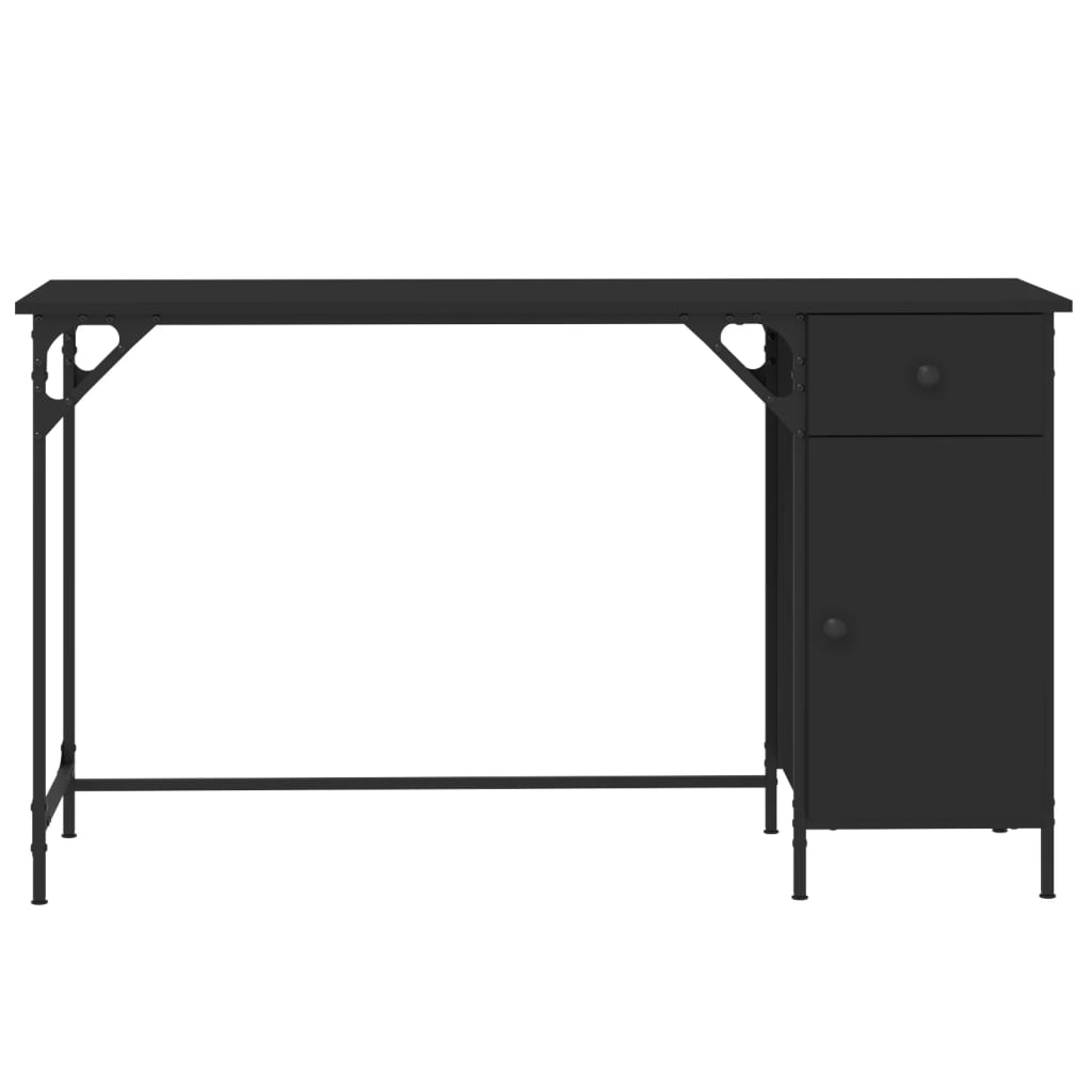 vidaXL Kompiuterio stalas, juodas, 131x48x75cm, apdirbta mediena