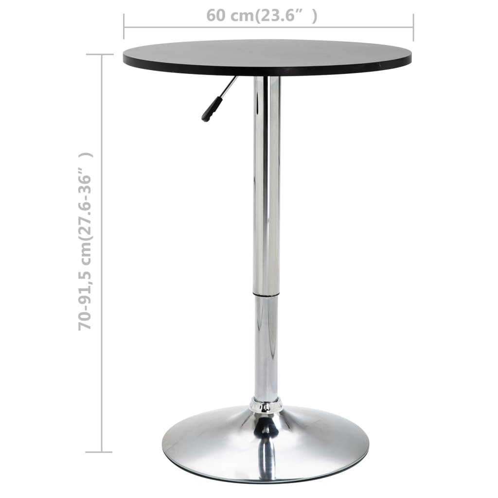 vidaXL Baro stalas, juodos spalvos, MDF, 60 cm skersmens