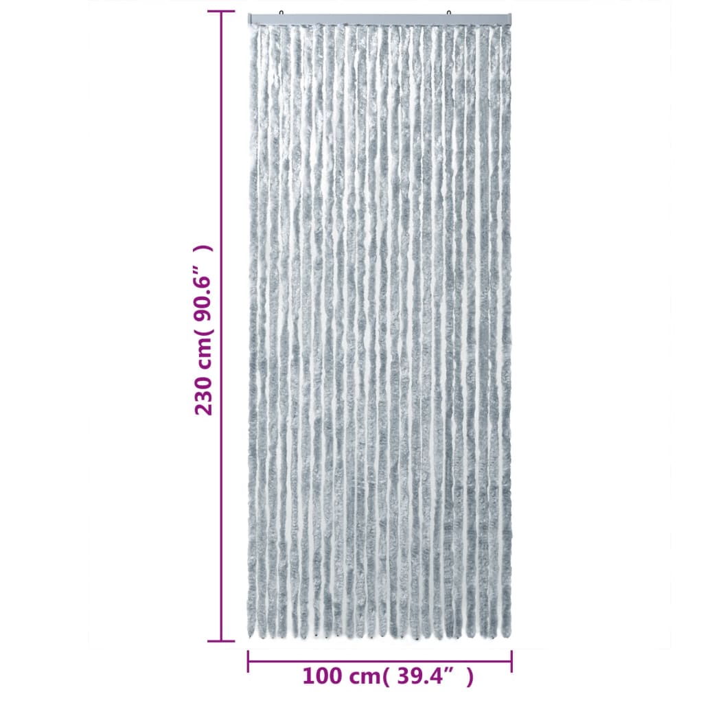 vidaXL Užuolaida nuo musių, balta ir pilka, 100x230cm šenilis