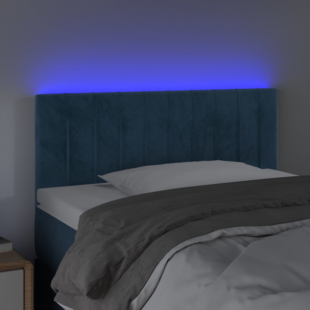 vidaXL Galvūgalis su LED, tamsiai mėlynas, 80x5x78/88cm, aksomas