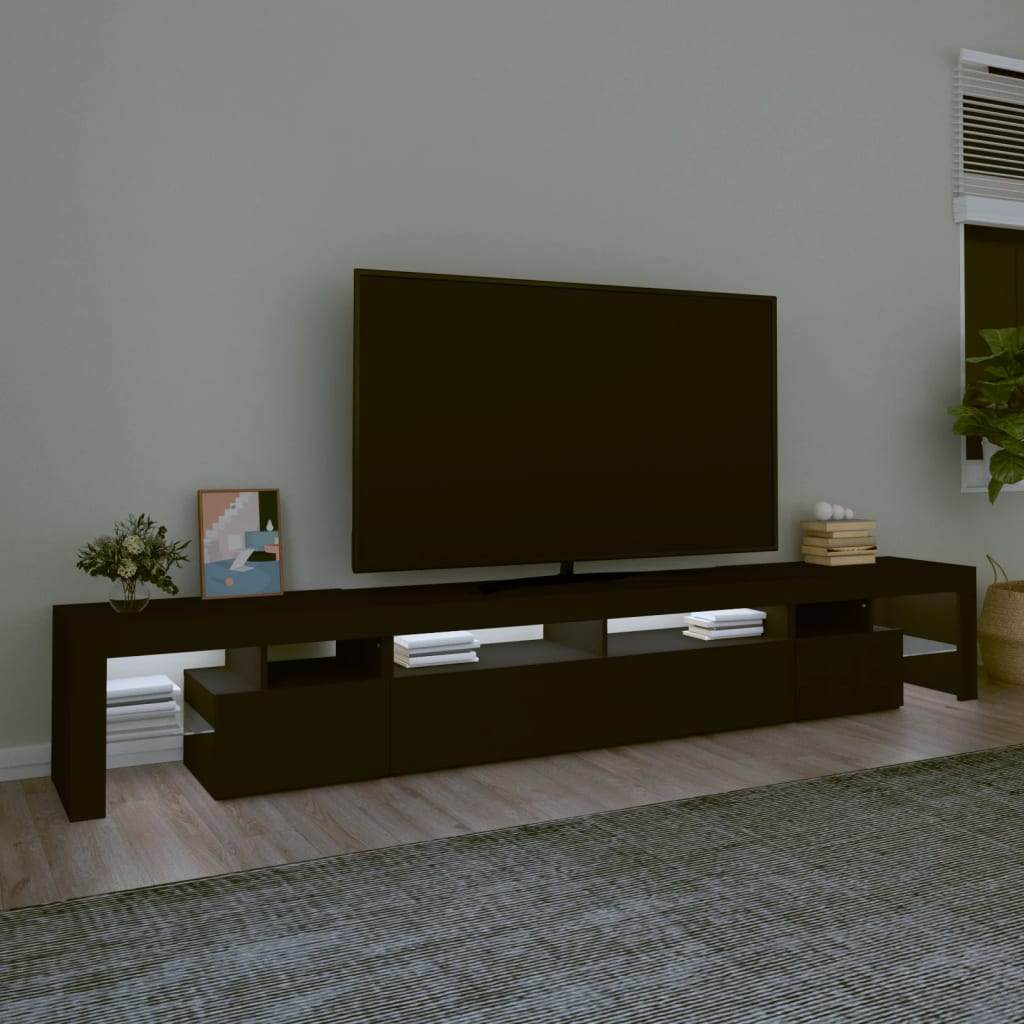 vidaXL Televizoriaus spintelė su LED apšvietimu, juoda, 260x36,5x40cm