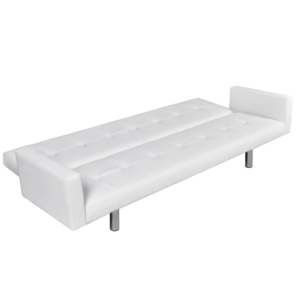 vidaXL Sofa lova su atlošu, balta, dirbtinė oda