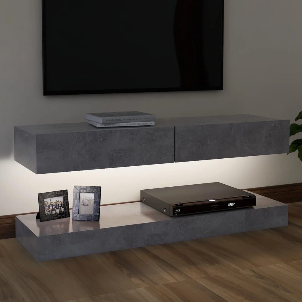 vidaXL TV spintelė su LED apšvietimu, betono pilka, 120x35cm