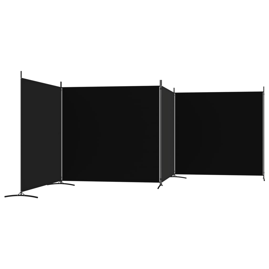 vidaXL Kambario pertvara, 4 dalių, juodos spalvos, 698x180cm, audinys