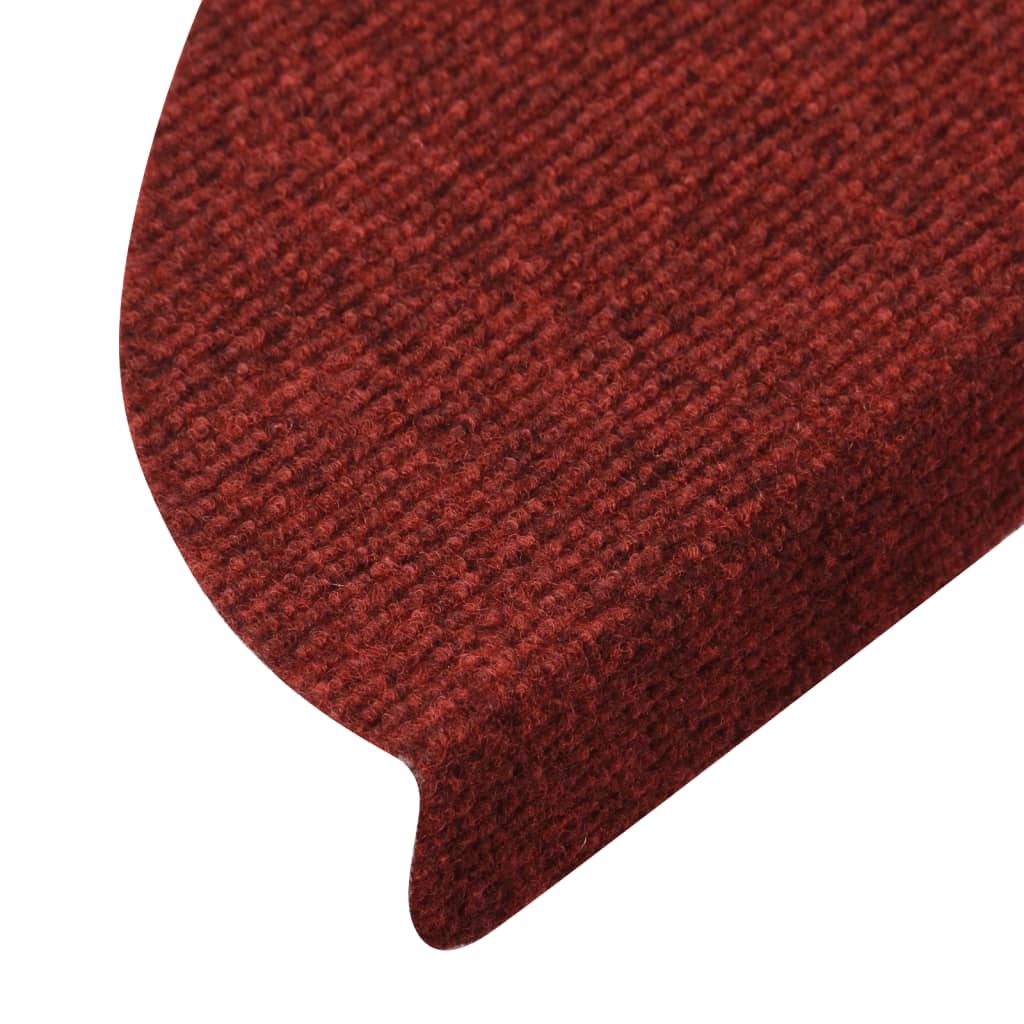 vidaXL Lipnūs laiptų kilimėliai, 15vnt., raudonos spalvos, 56x17x3 cm