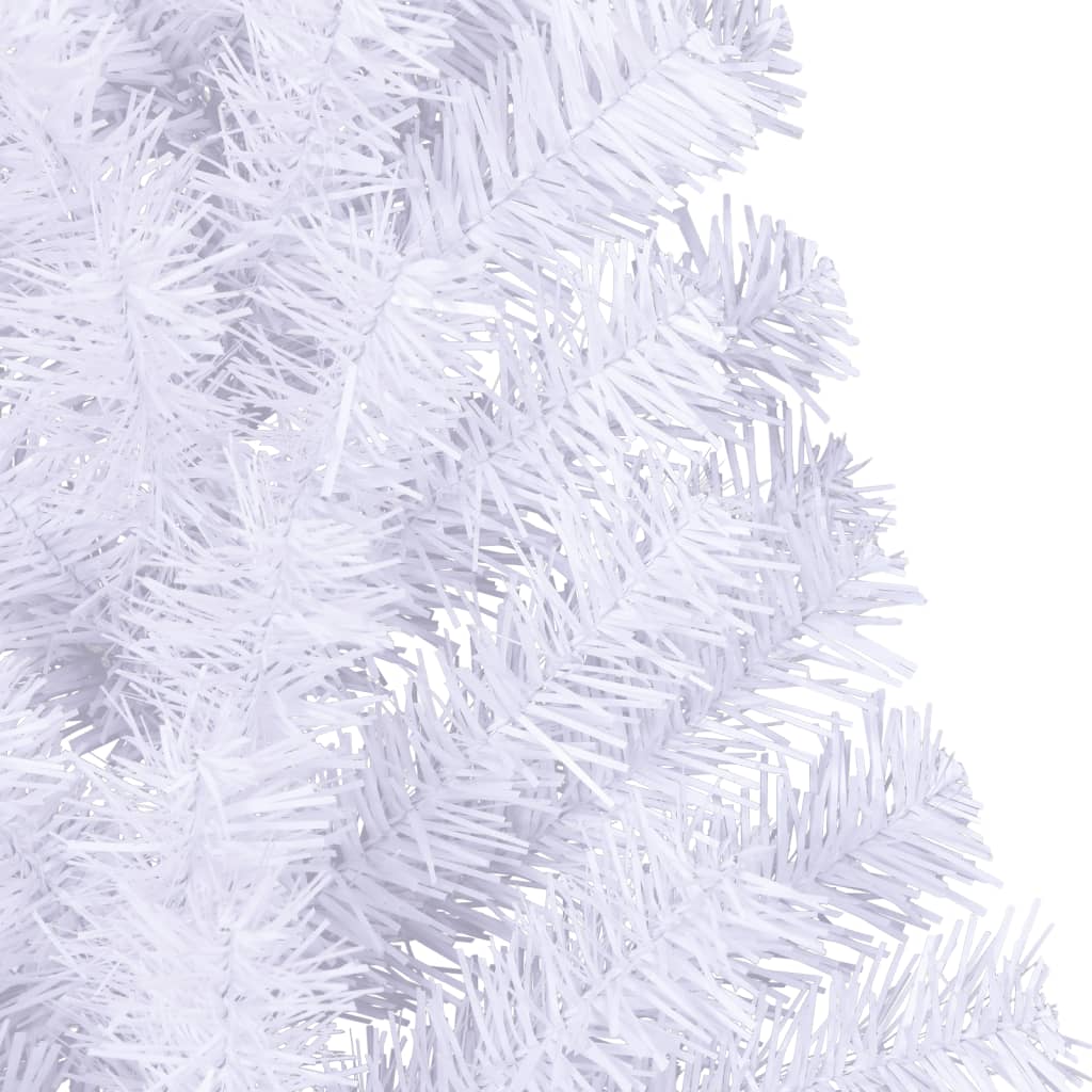 vidaXL Dirbtinė pusinė Kalėdų eglutė su stovu, balta, 150cm, PVC