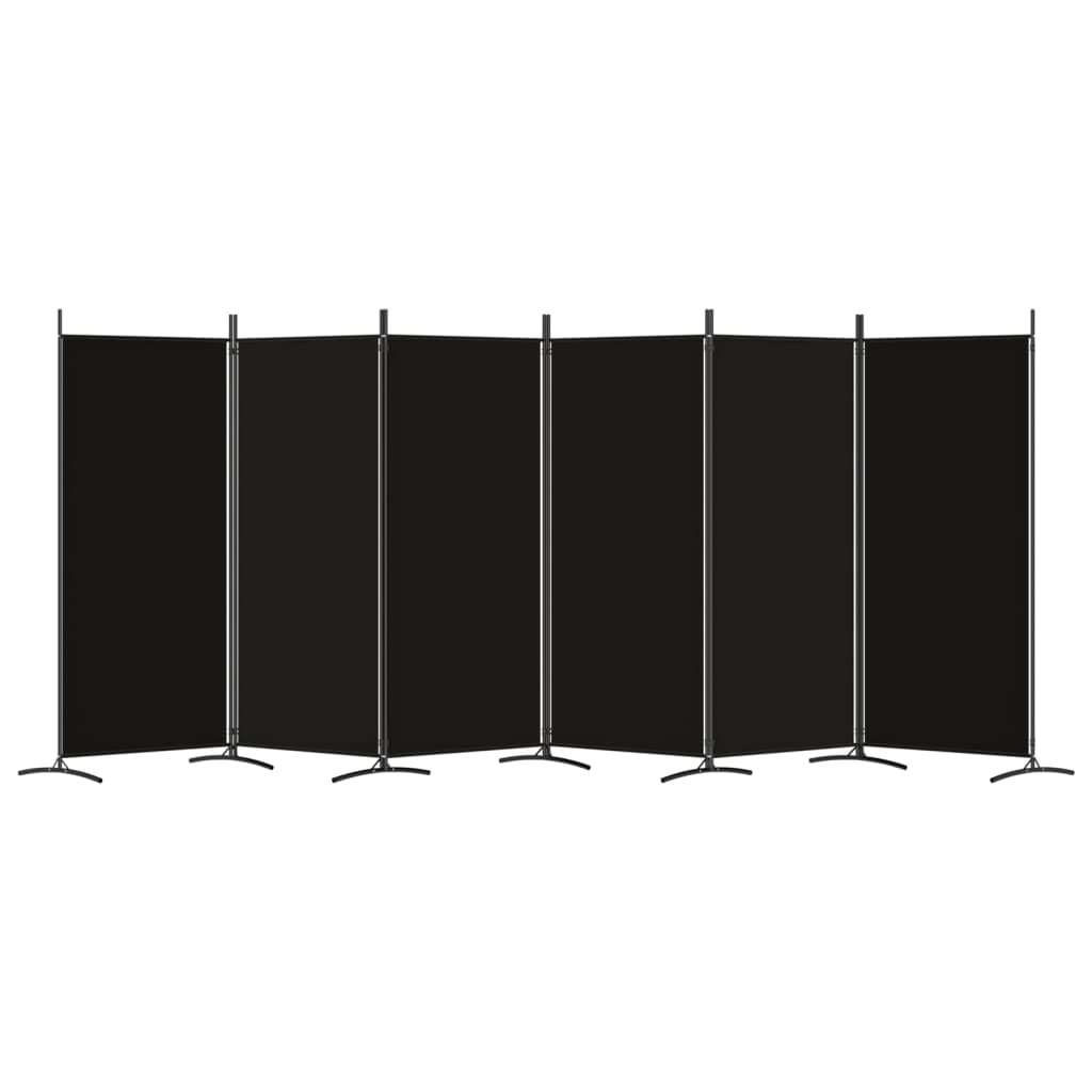 vidaXL Kambario pertvara, 6 dalių, juodos spalvos, 520x180cm, audinys