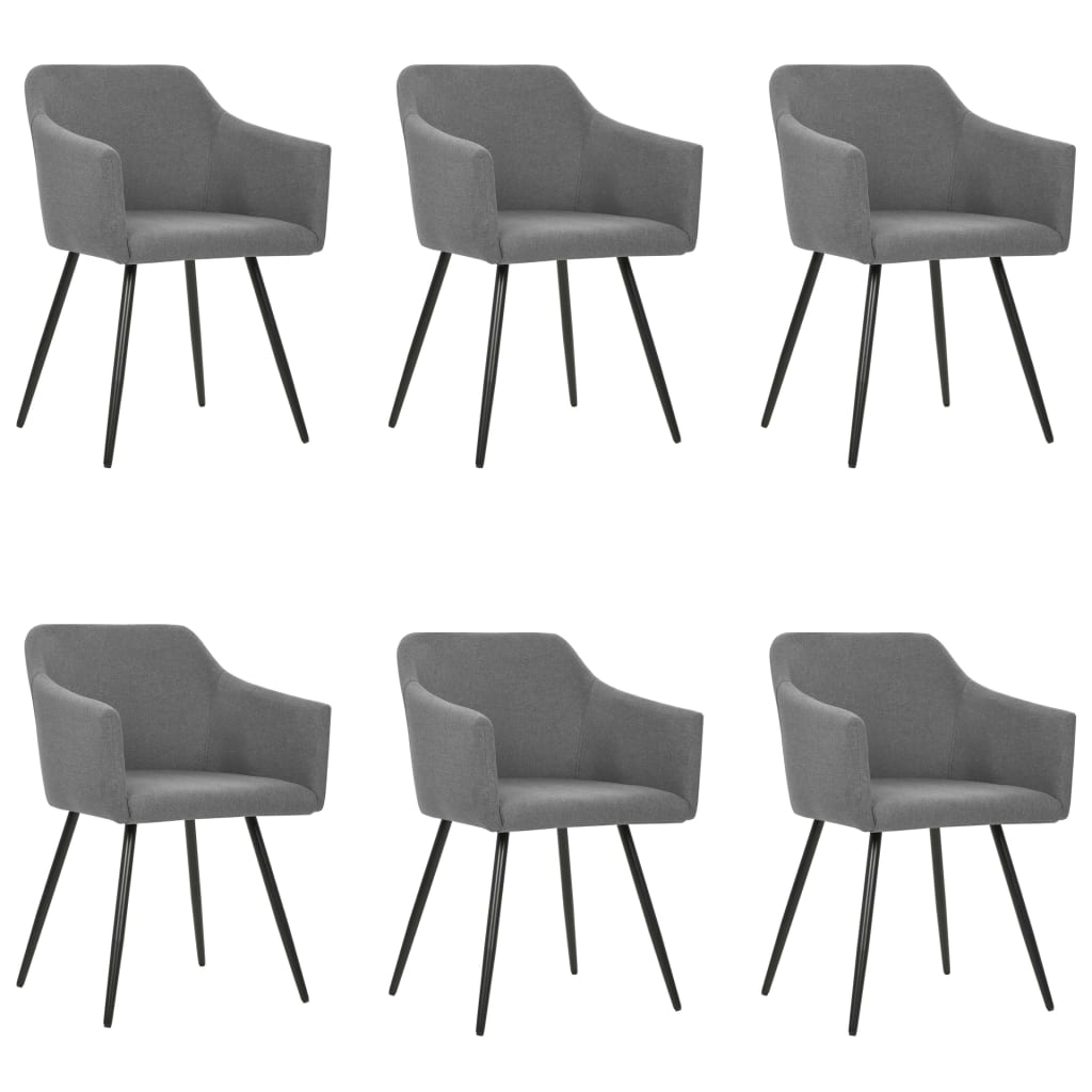 vidaXL Valgomojo kėdės, 6vnt., šviesiai pilkos, audinys (3x323093)