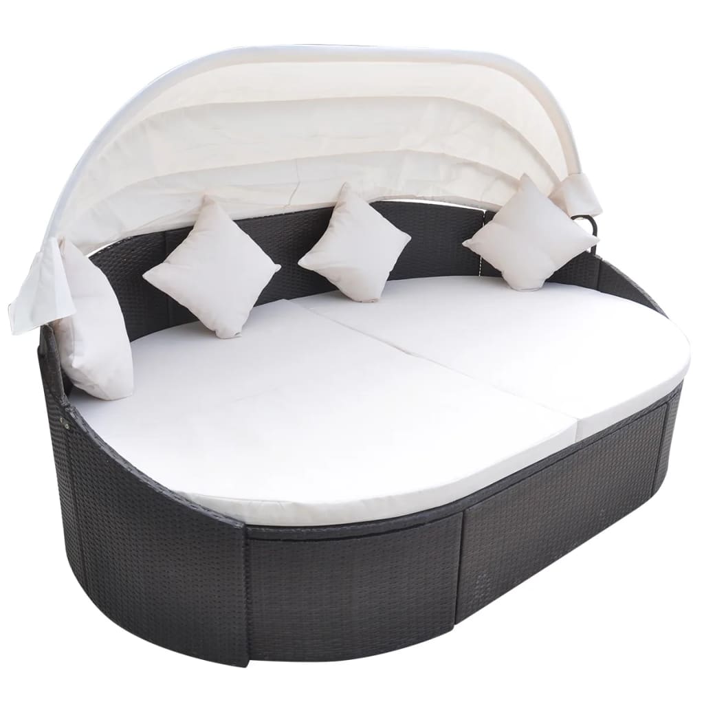 vidaXL Lauko gultas su pagalvėlėmis, poliratanas, rudas
