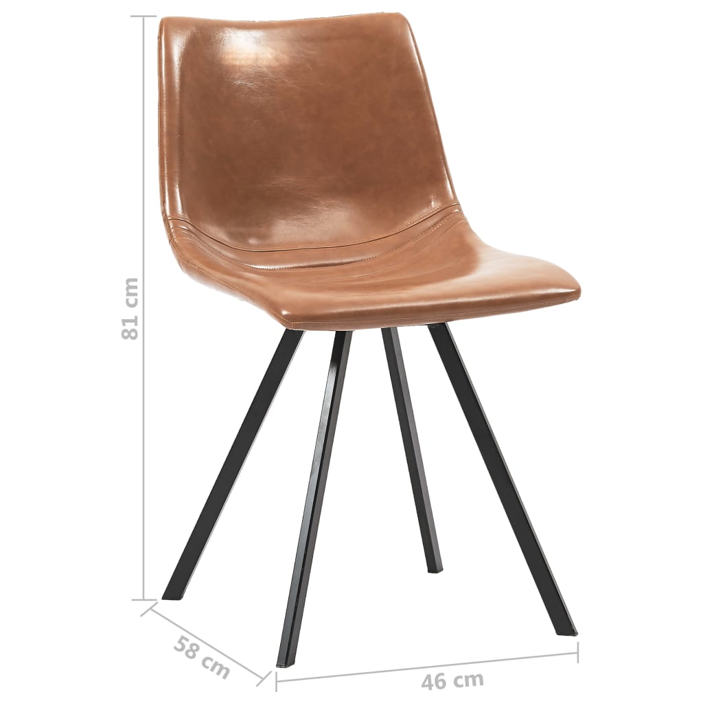 vidaXL Valgomojo kėdės, 4vnt., konjako spalvos, dirbtinė oda