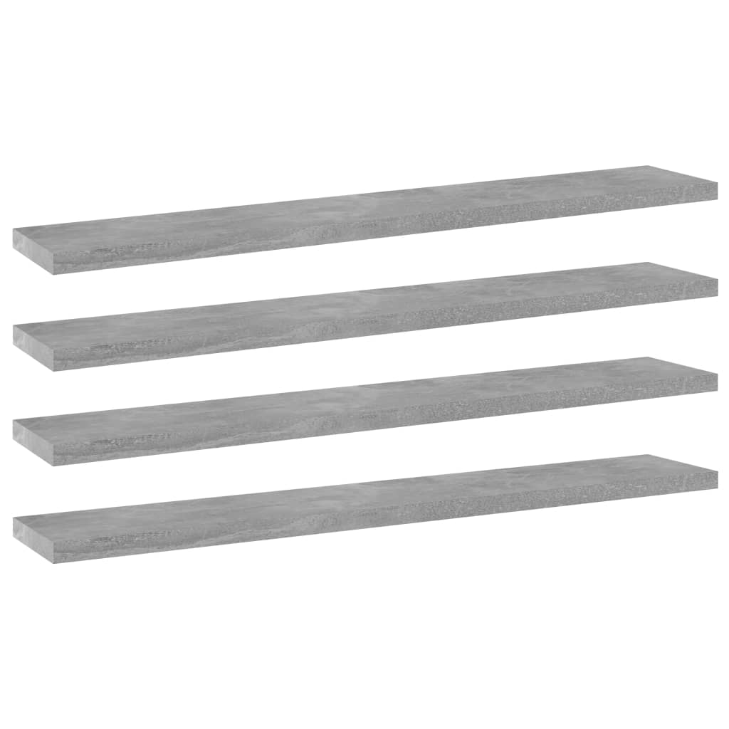 vidaXL Knygų lentynos plokštės, 4vnt., betono pilkos, 60x10x1,5cm, MDP