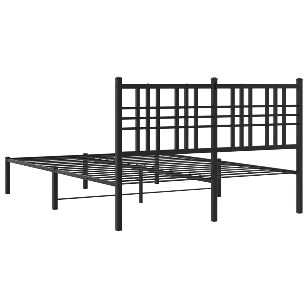 vidaXL Metalinis lovos rėmas su galvūgaliu, juodos spalvos, 135x190cm