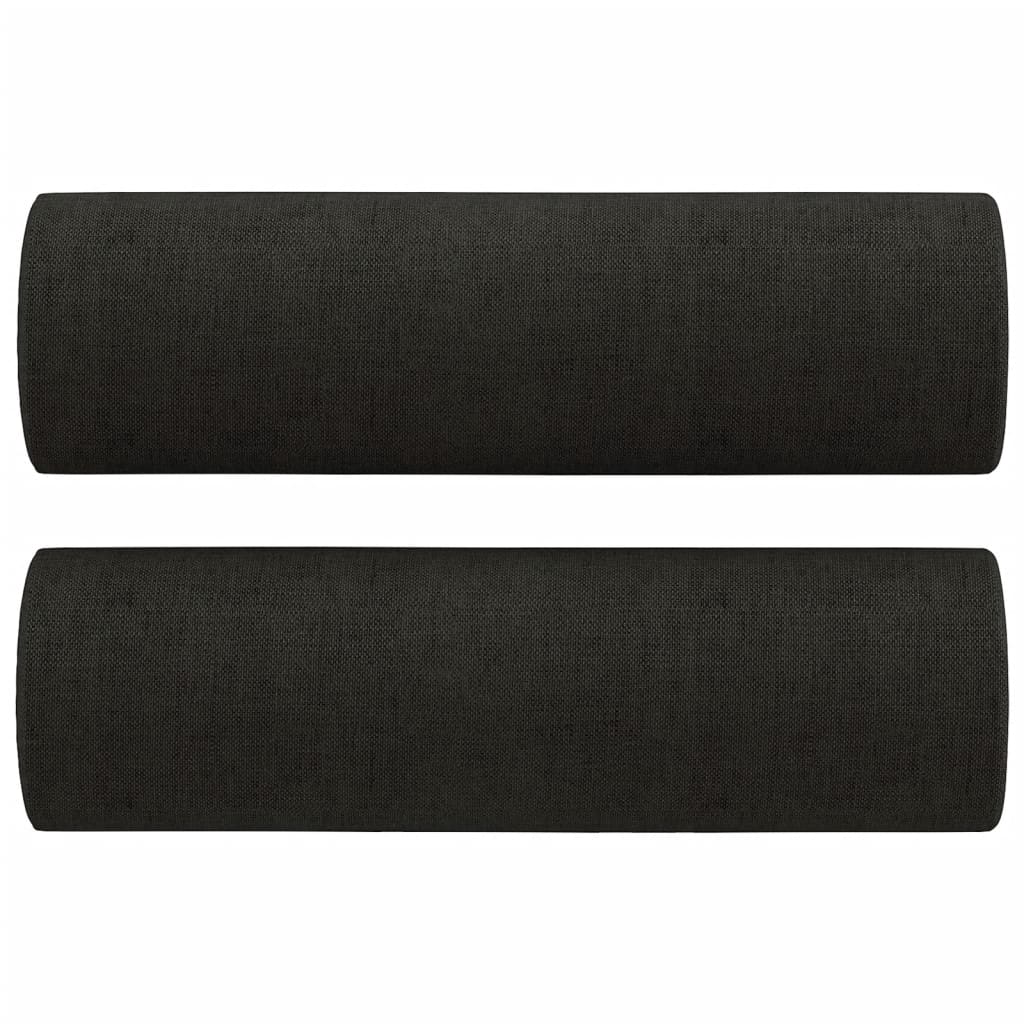 vidaXL Sofos komplektas su pagalvėmis, 3 dalių, juodas, audinys