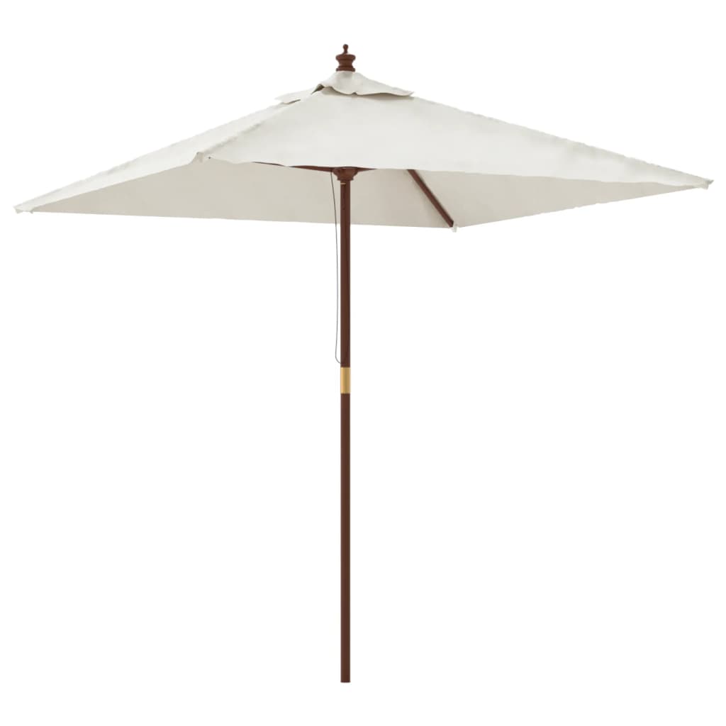 vidaXL Sodo skėtis su mediniu stulpu, smėlio spalvos, 198x198x231cm