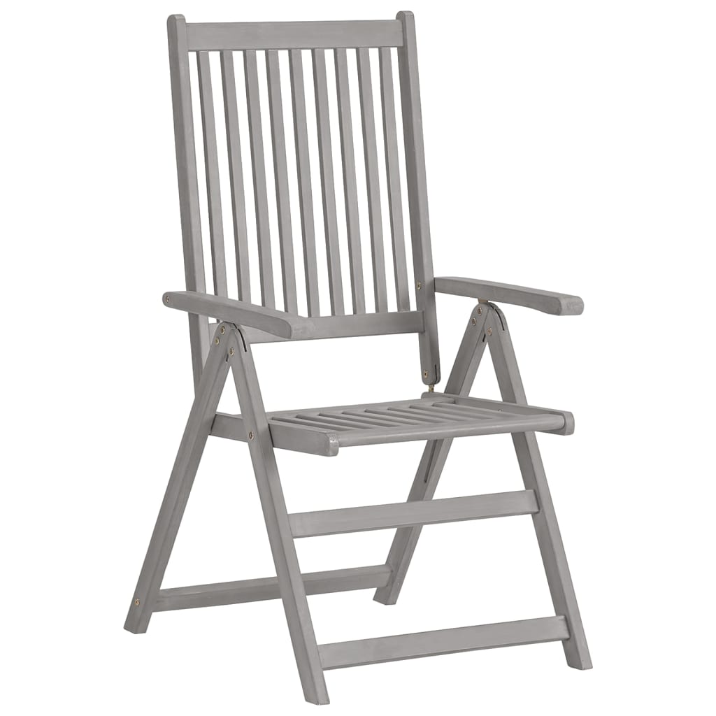 vidaXL Atlošiamos sodo kėdės, 4vnt., pilkos, akacijos medienos masyvas
