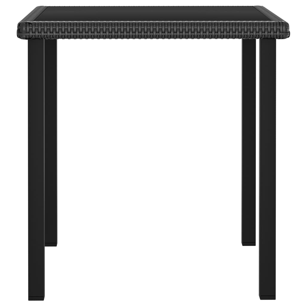 vidaXL Sodo valgomojo stalas, juodos spalvos, 70x70x73cm, poliratanas