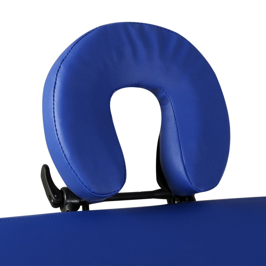 vidaXL Sulankstomas masažo stalas, mėlynas, 2 zonų, su aliuminio rėmu