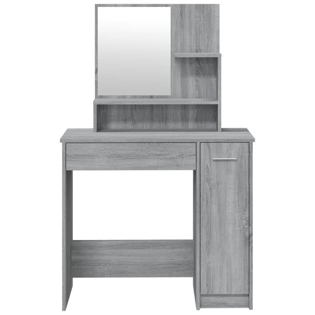 vidaXL Kosmetinis staliukas su veidrodžiu, pilkas, 86,5x35x136cm
