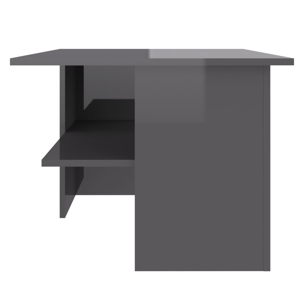 vidaXL Kavos staliukas, pilkos spalvos, 90x60x46,5cm, MDP, blizgus