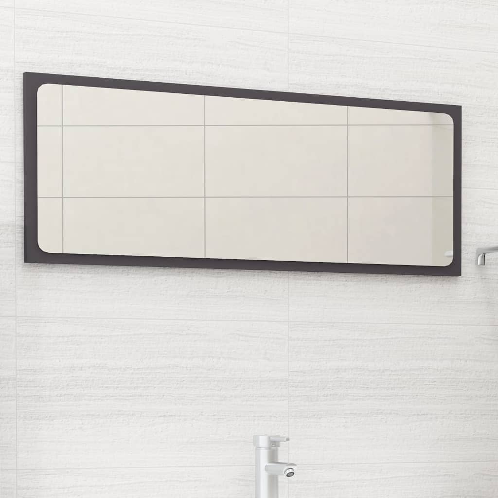 vidaXL Vonios kambario veidrodis, pilkos spalvos, 90x1,5x37cm, MDP