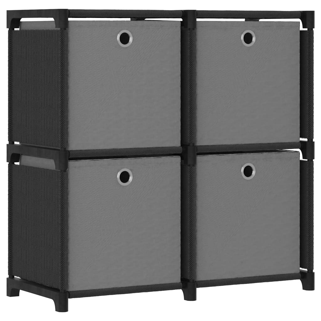 vidaXL Lentyna su 4 dėžėmis, juodos spalvos, 69x30x72,5cm, audinys