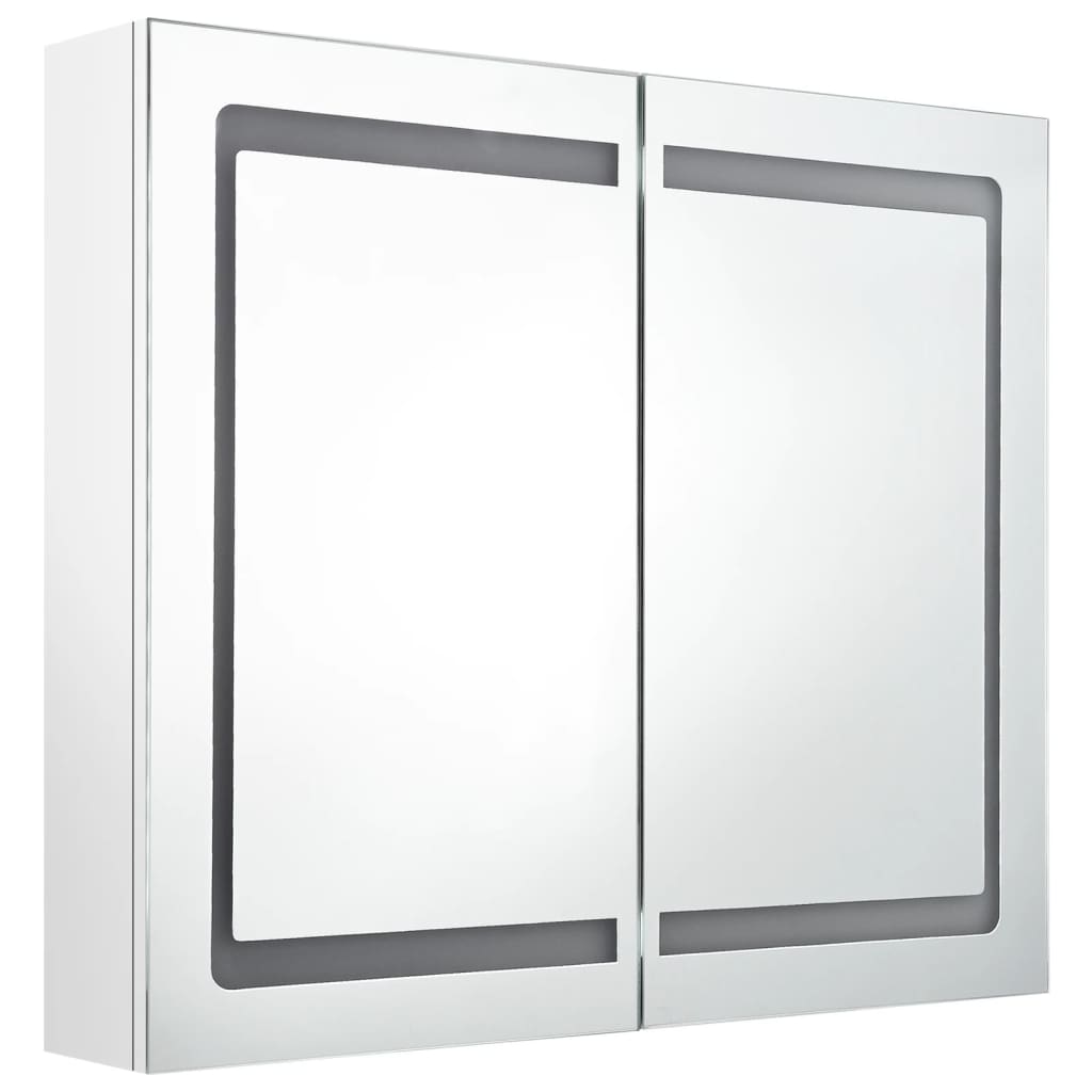 vidaXL Veidrodinė vonios spintelė su LED, balta, 80x12x68cm, blizgi