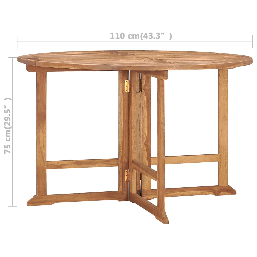vidaXL Sulankstomas sodo valgomojo stalas, 110x75cm, tikmedžio masyvas