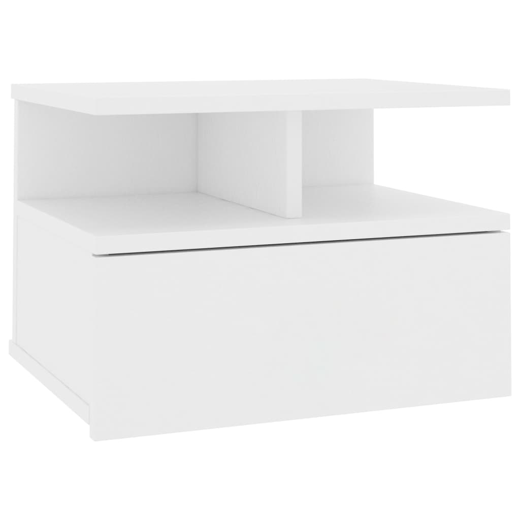 vidaXL Pakabinamas naktinis staliukas, baltas, 40x31x27cm, mediena
