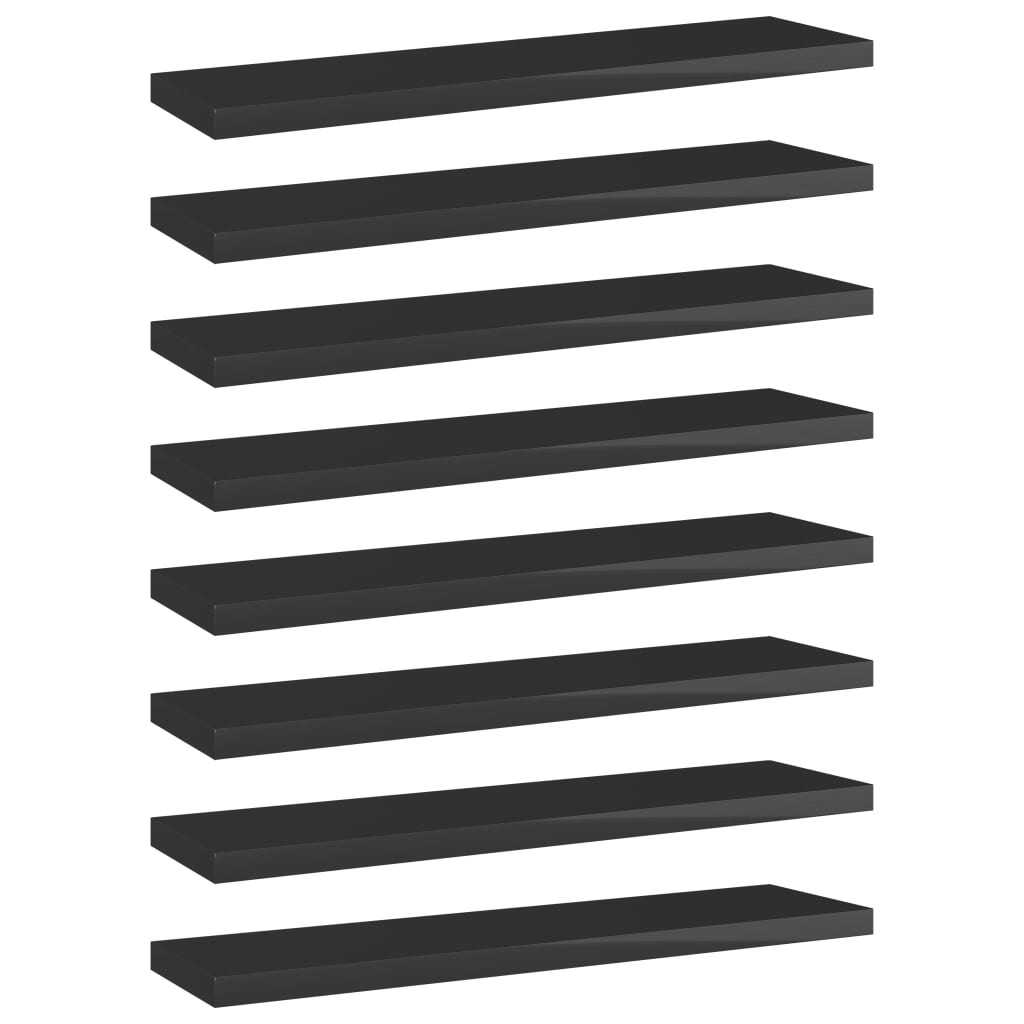 vidaXL Knygų lentynos plokštės, 8vnt., juodos, 40x10x1,5cm, MDP