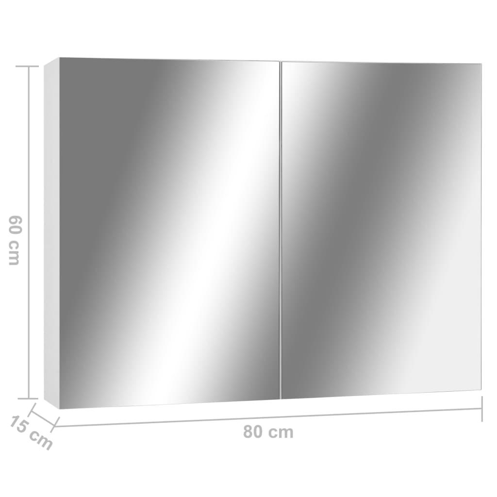 vidaXL Veidrodinė vonios kambario spintelė, balta, 80x15x60cm, MDF
