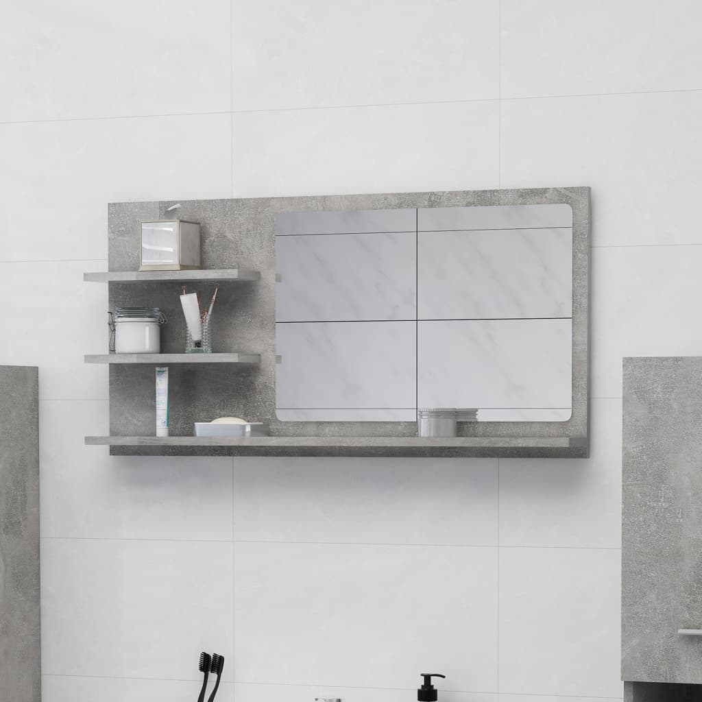 vidaXL Vonios kambario veidrodis, betono pilkas, 90x10,5x45cm, MDP