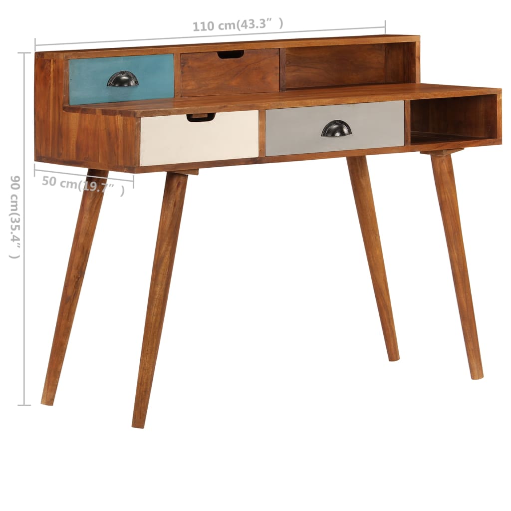vidaXL Rašomasis stalas, 110x50x90cm, akacijos medienos masyvas
