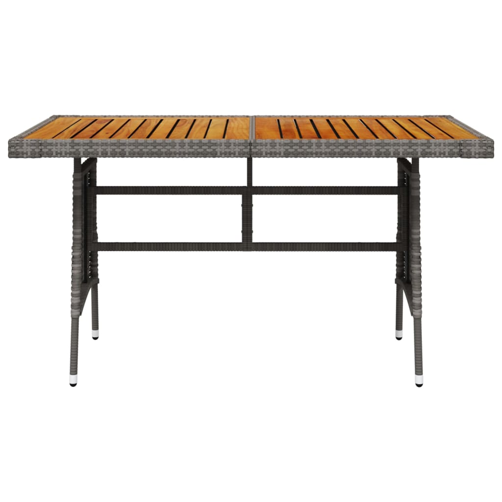 vidaXL Sodo stalas, pilkas, 130x70x72cm, poliratanas ir akacija