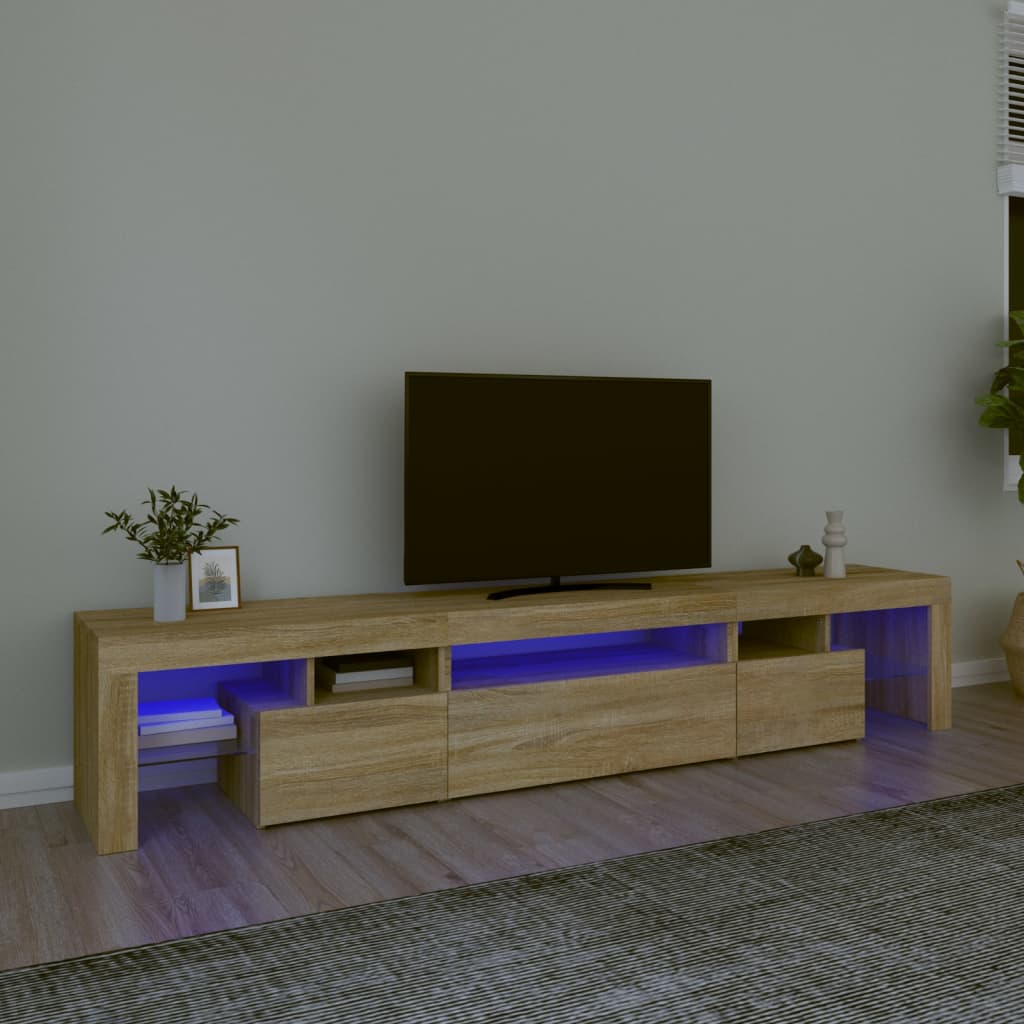 vidaXL Televizoriaus spintelė su LED apšvietimu, ąžuolo, 215x36,5x40cm