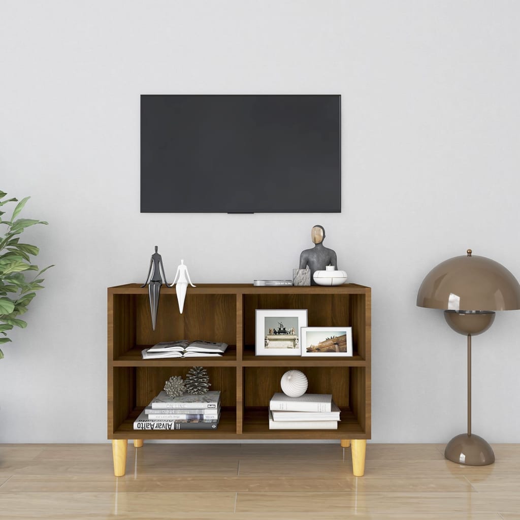 vidaXL TV spintelė su medinėmis kojelėmis, ąžuolo, 69,5x30x50cm