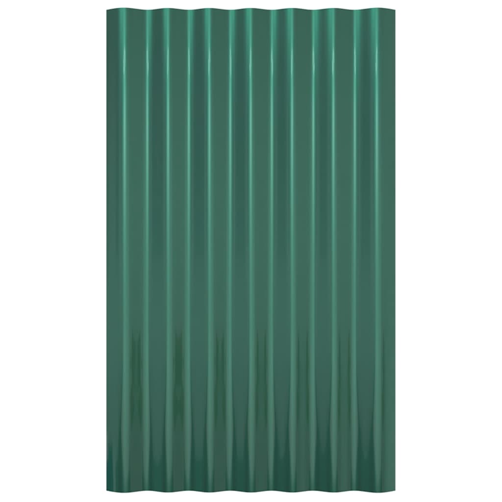 vidaXL Stogo plokštės, 36vnt., žalios, 60x36cm, plienas